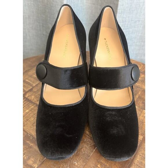 Tuckernuck Velvet Ellie Block Maryjane Heel black Size 8 - Picture 2 of 16